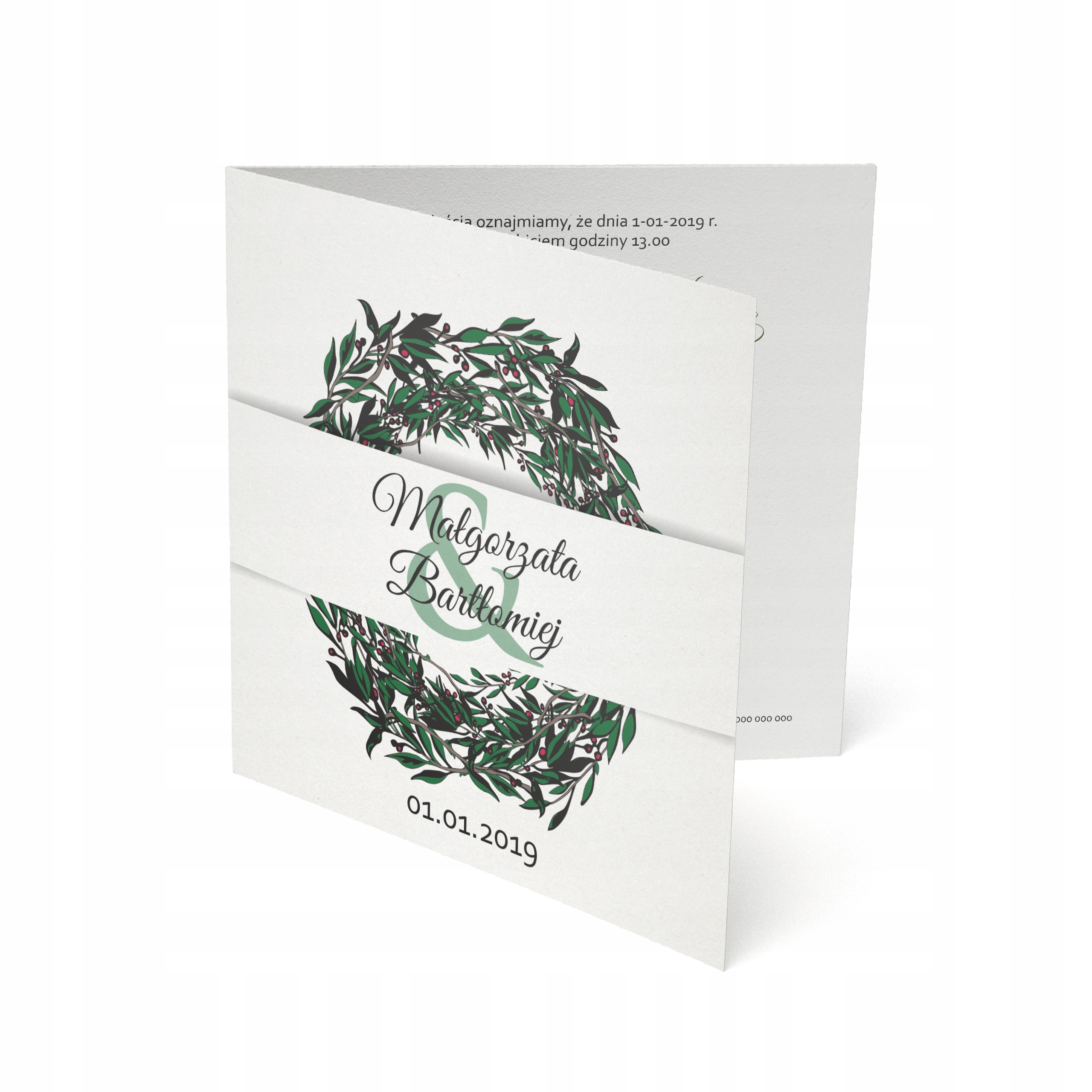 ZAPROSZENIA ŚLUBNE RUSTYKALNE Boho Kwiaty Wianki Liczba sztuk 1 szt.