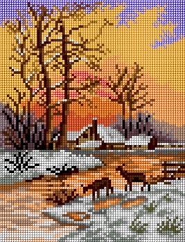 Výšivka křížová sada, kanva+mulina+jehly+vzor