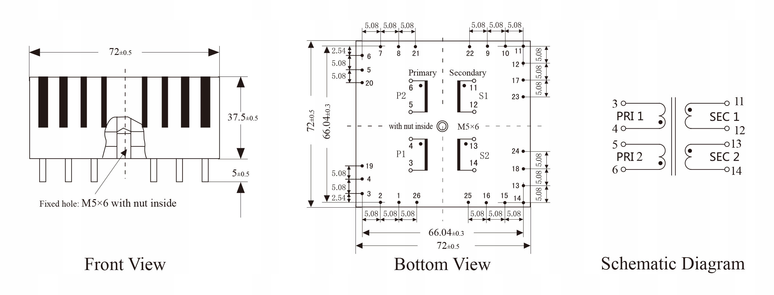PTC35-35VA-115V*2/7V*2 Transformator EAN (GTIN) 7730356045440