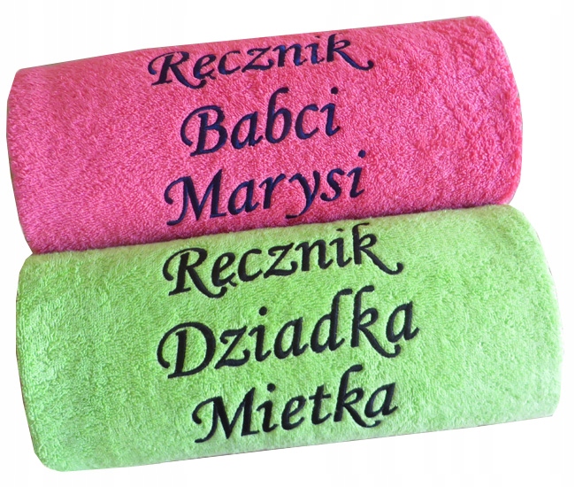 Dárek ke Dni Babičky A Dědečka 2x ručník s Nápisem výšivka věnování jméno