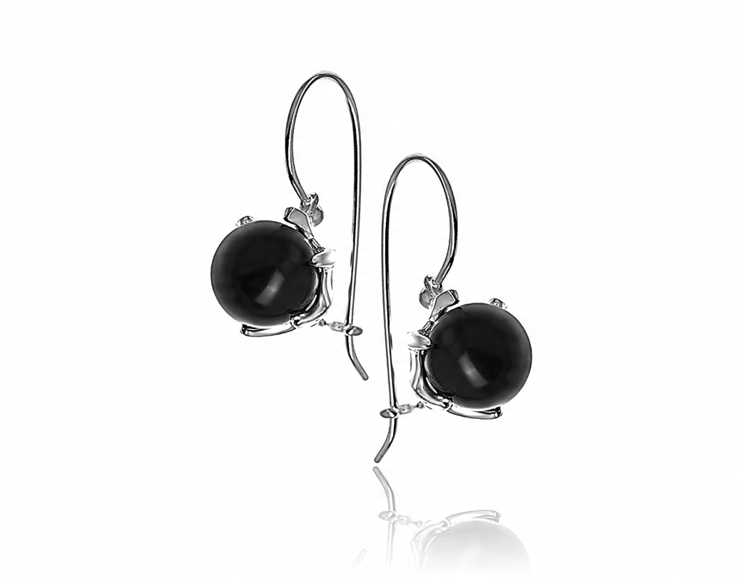 

Srebrne Wiszące Kolczyki Czarna Kuleczka 10mm 925