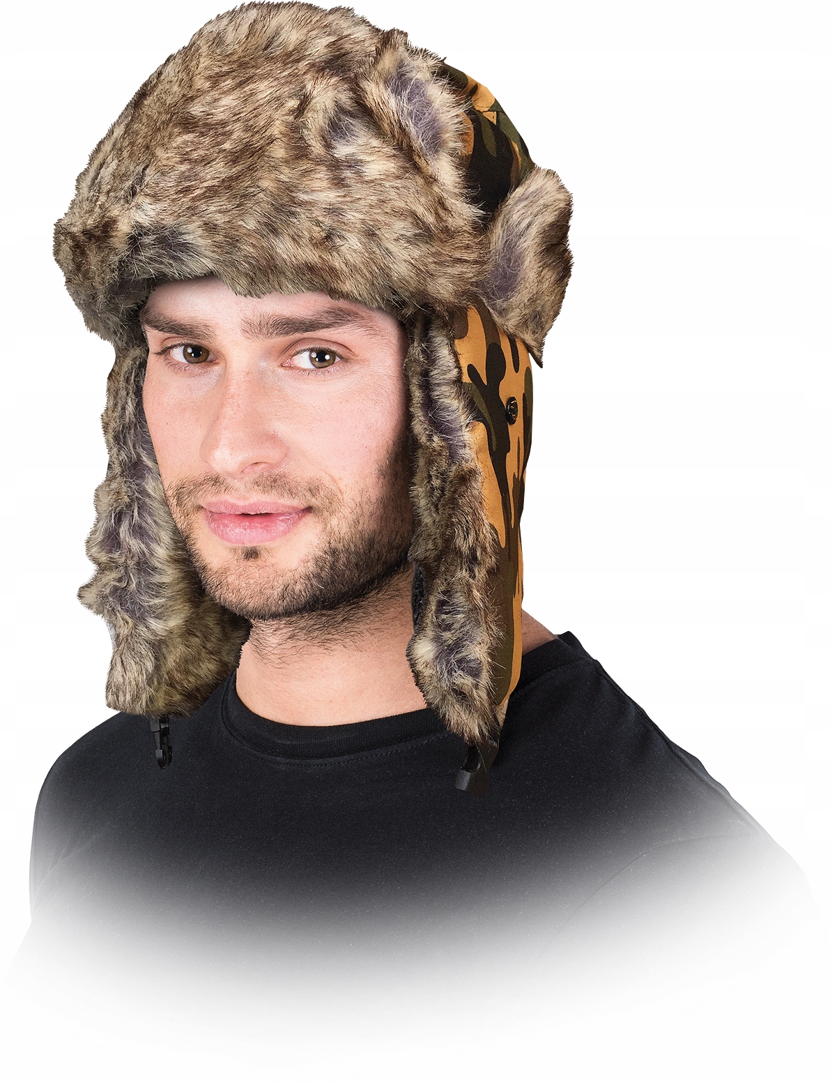 

Czapka zimowa uszatka uszanka męska kolor moro