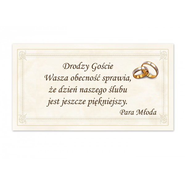 

Podziękowanie dla gości bilecik 20szt - PDG21