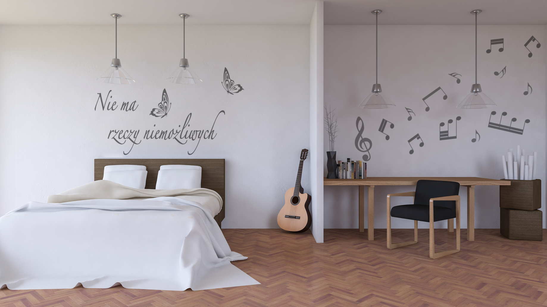 NAKLEJKI ŚCIENNE ścianę MUZYKA nuty S 50 cm Motyw Dekor Dziecięce