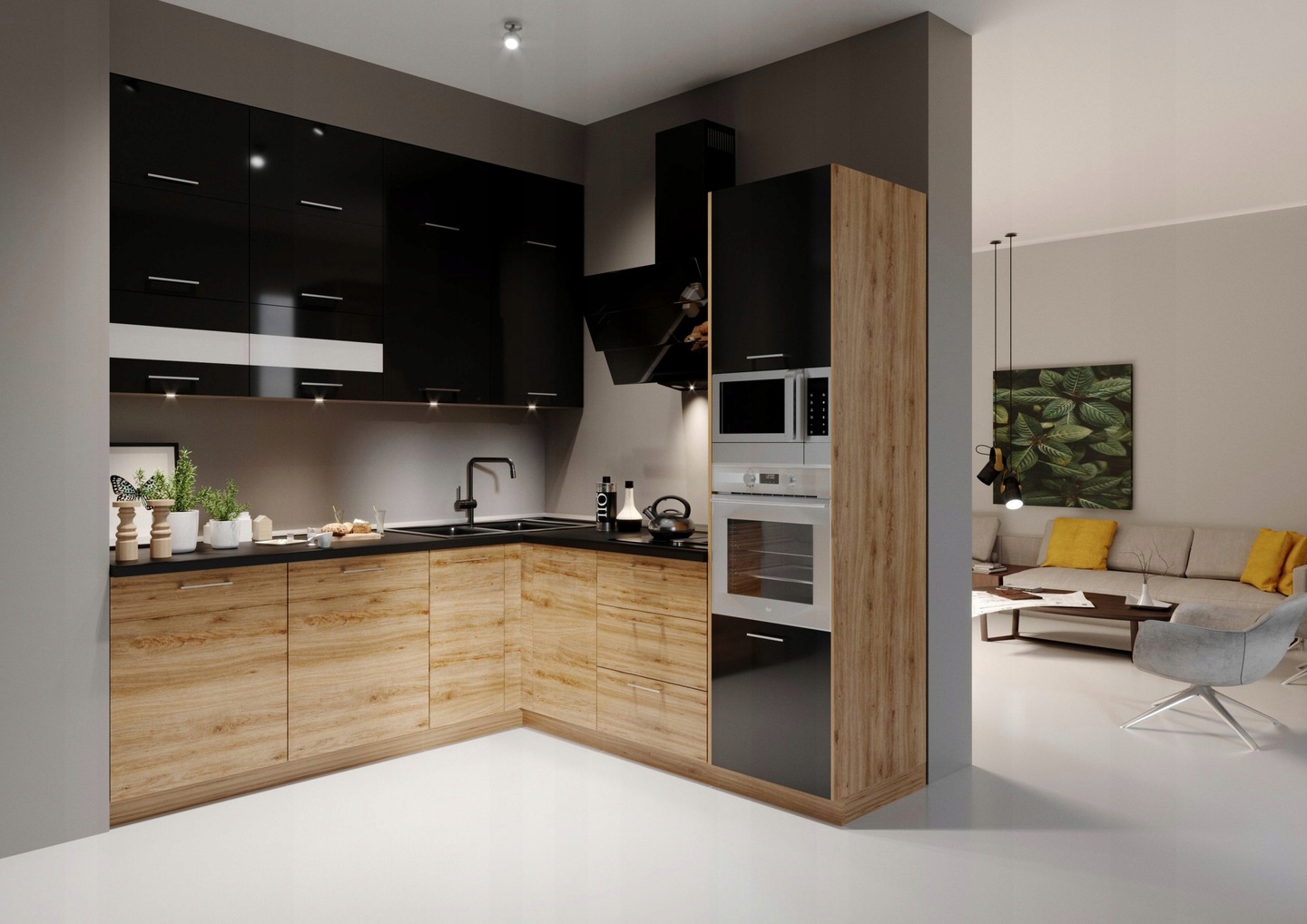 Meble Kuchenne Vella Biały Połysk / Beton Atelier Marka Layman