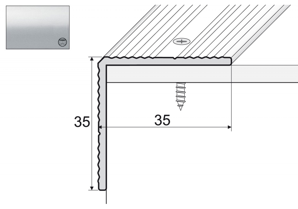 

Kątownik aluminiowy A34, 90cm Srebro 35x35mm