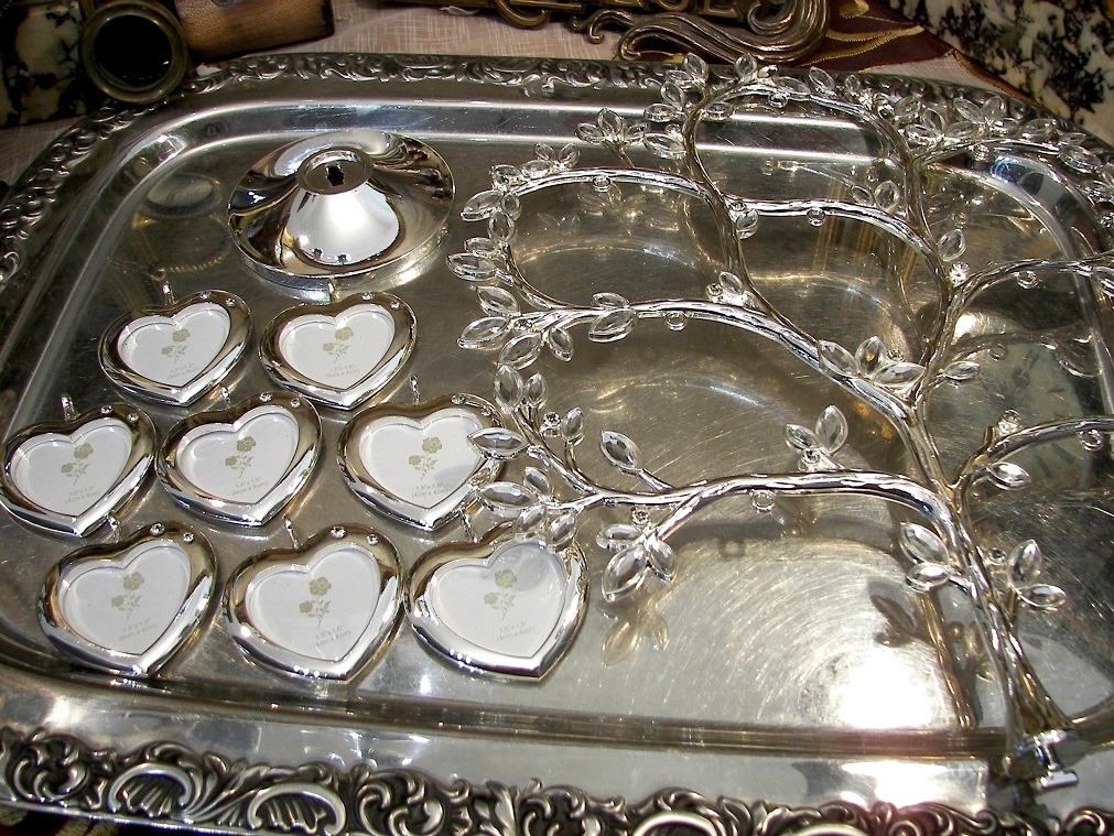 DRZEWKO KRYSZTAŁOWE SERDUSZKA RAMKI ZDJĘCIA GRAWER Kolor srebrny