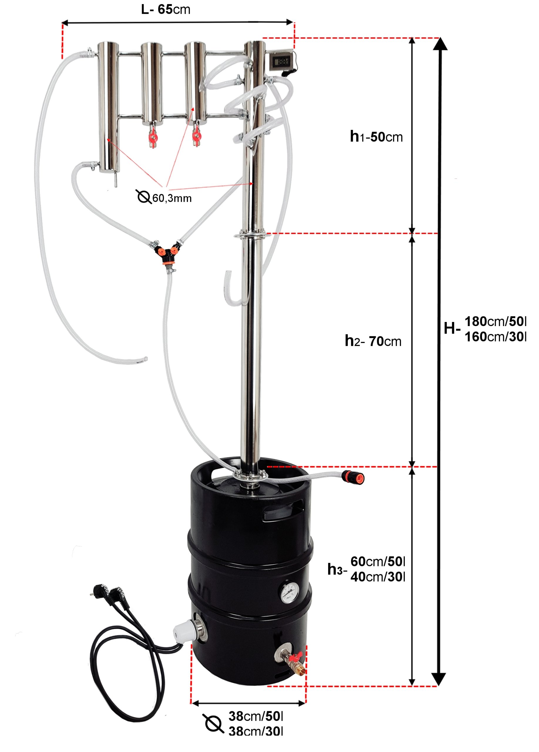 DESTYLATOR ELEKTRYCZNY KEG 50 30l ODSTOJNIKI 180CM Kod producenta zimneaa