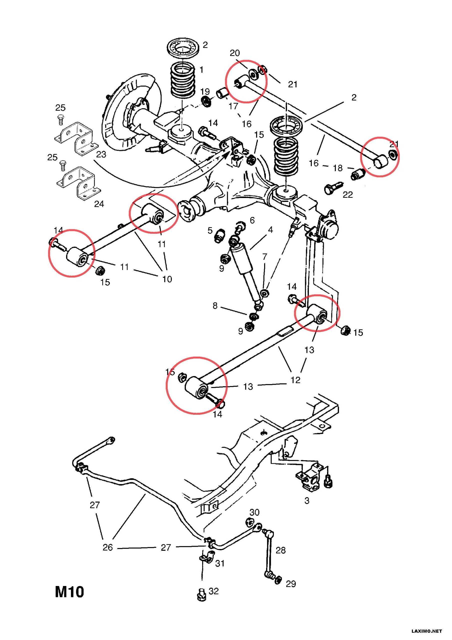 OPEL FRONTERA A 92- TULEJA WAHACZY WAHACZ TYŁ Numer katalogowy części ISAB-005 ISAB-01 ISAB-004