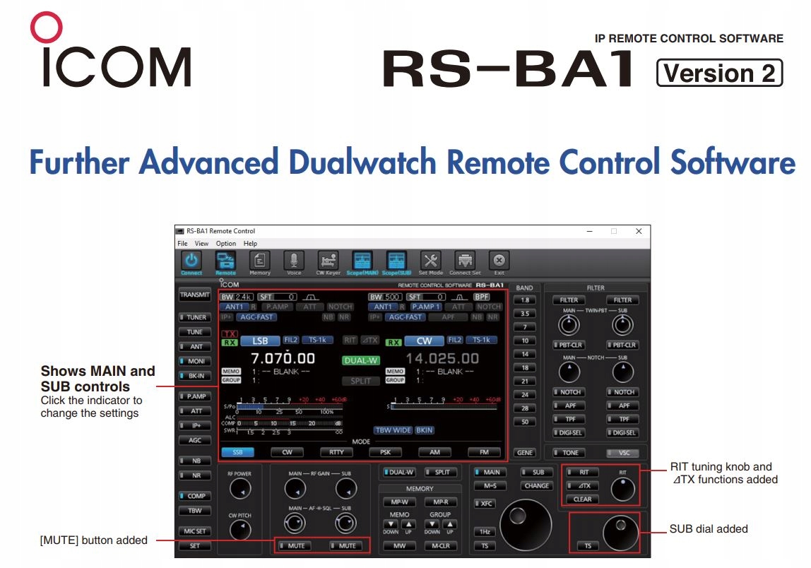 ICOM RS-BA1 V2 комплект для віддаленої роботи, наприклад IC-7300 код виробника RS-BA1 V2