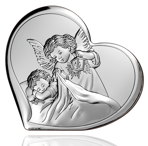 Prezent OBRAZEK PAMIĄTKA na CHRZEST ŚWIĘTY CHRZTU Kolor srebrny