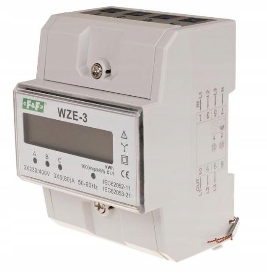 

Licznik Energii Prądu 3-FAZ LCD 3x5(80)A Ff WZE-3