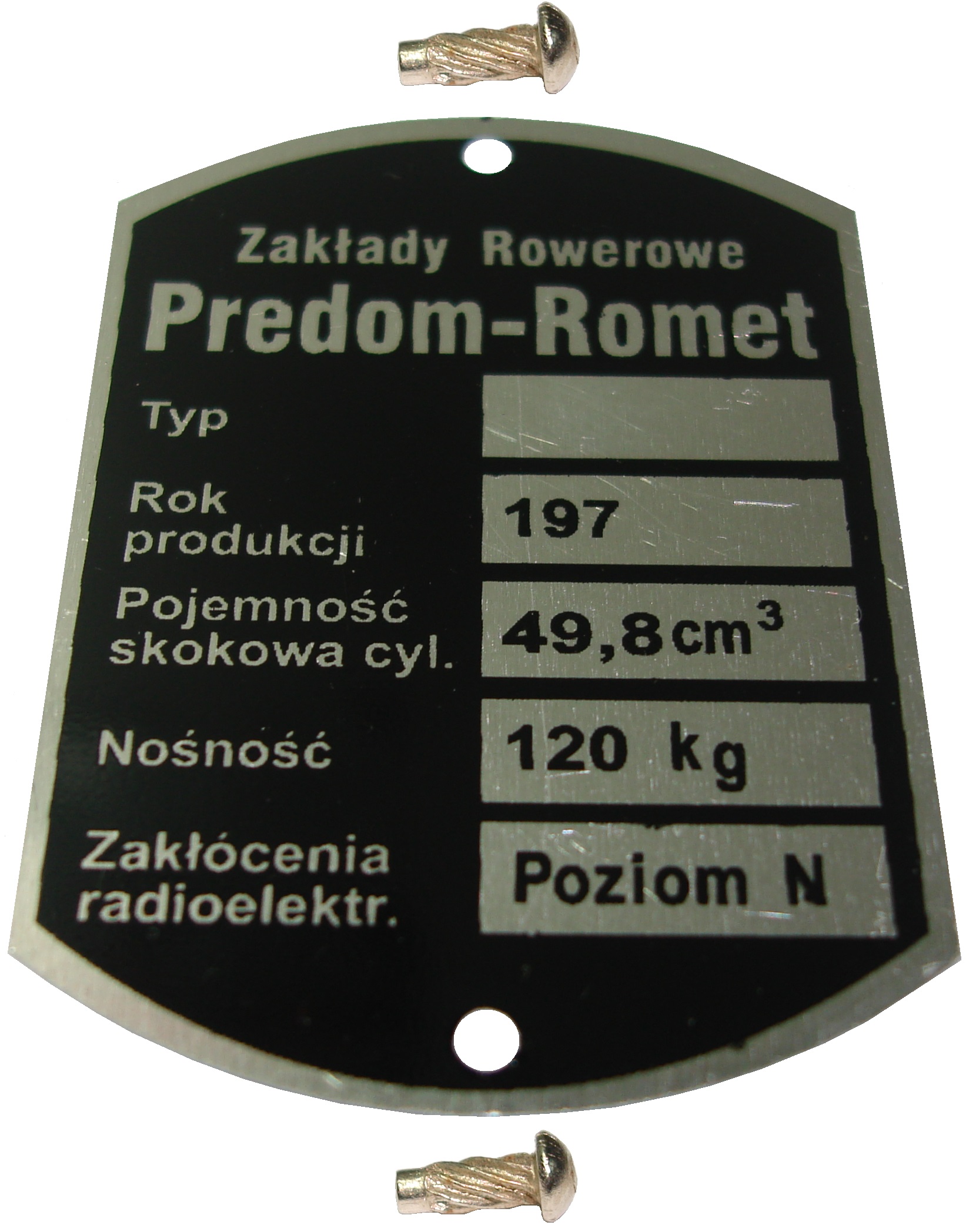 

Tabliczka Znamionowa Romet Ogar 205 Motorynka Nit