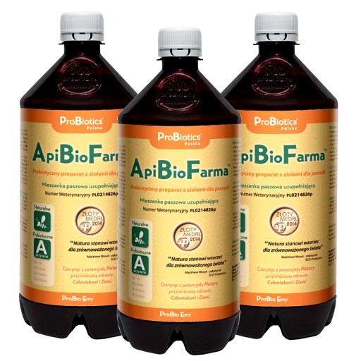 

ApiBioFarma 1l x 3 szt probiotyk dla pszczół zioła