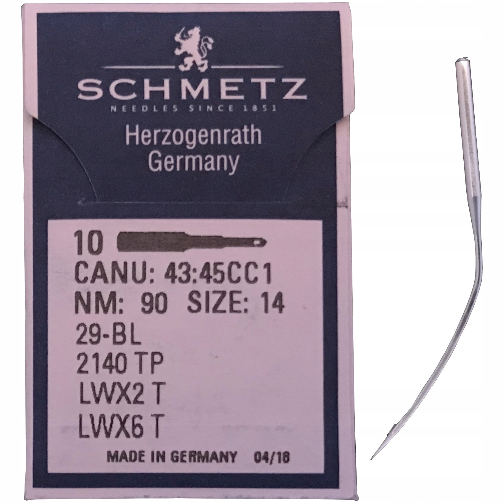 

Igły Schmetz do podszywarek zagięte 2140TP 90 - 10