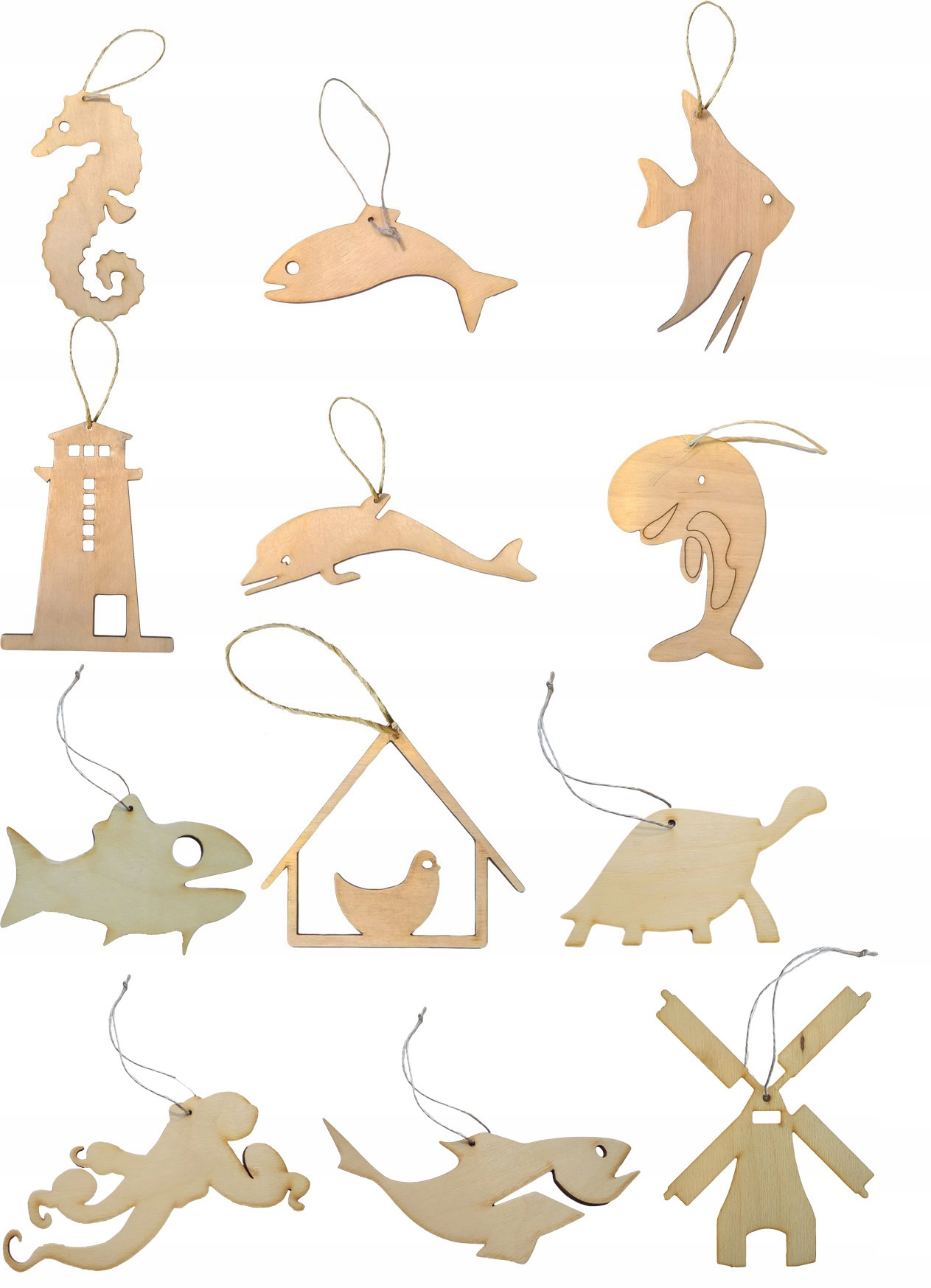 Кулон декор фанера рыбки фонарь и другие 3 шт.