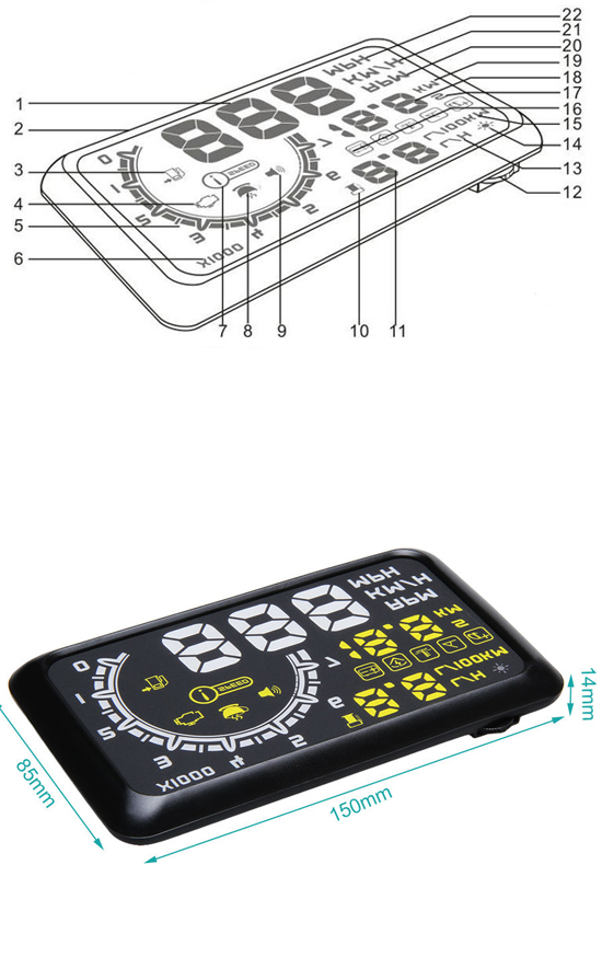 ДИСПЛЕЙ ПРОЖЕКТОР СВЕТОДИОД LED LCD HUD OBD2 5.5 ЩИТОК фото 9