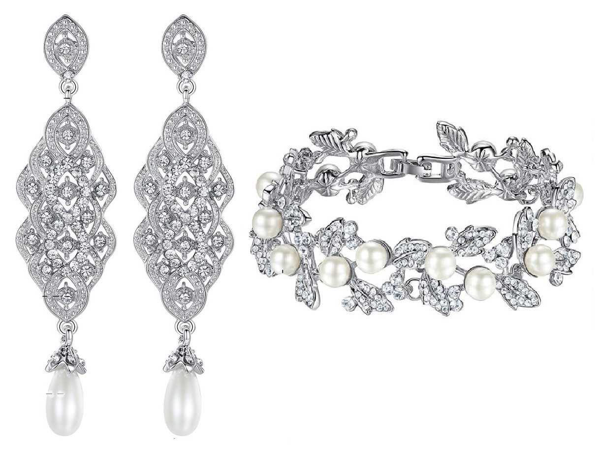 KOLCZYKI SREBRNE Z CYRKONIAMI i PERŁAMI, PIĘKNE Kamień Cyrkonia