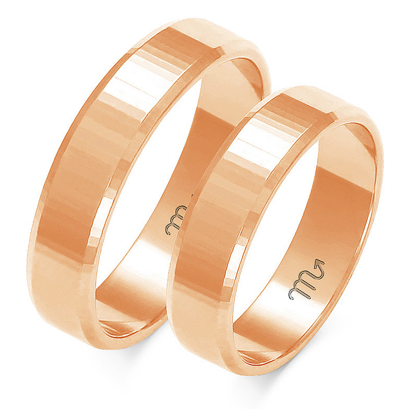 Obrączki Złote 14K Fazowane 5,0mm id A-121C