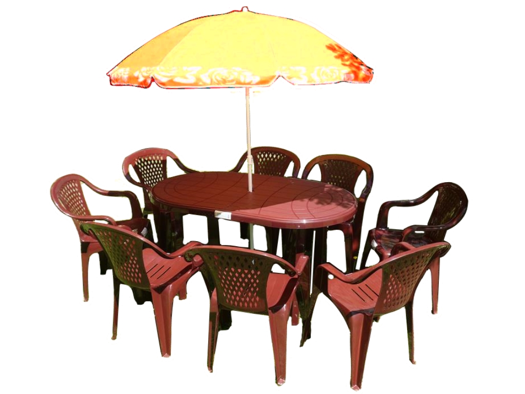 8+1 Zestaw Mebli Stół Krzesła Parasol Bordowy