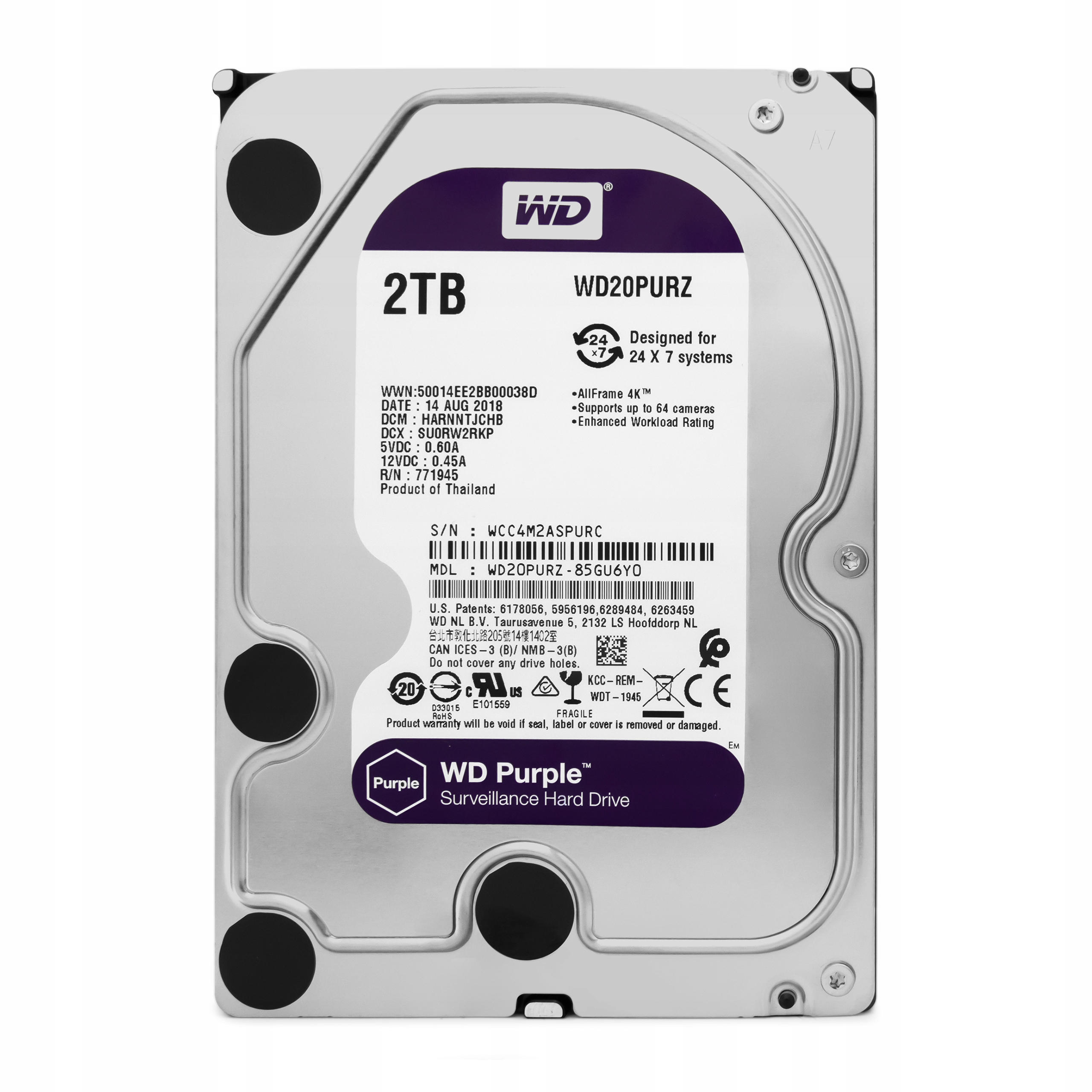 

Dysk do monitoringu Wd Purple 2TB do pracy ciągłej