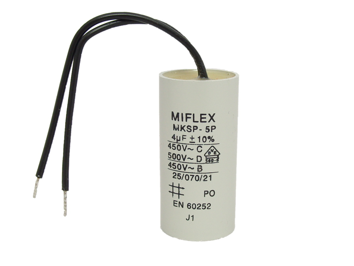 

Kondensator rozruchowy silnika 4uF 450V Miflex p.