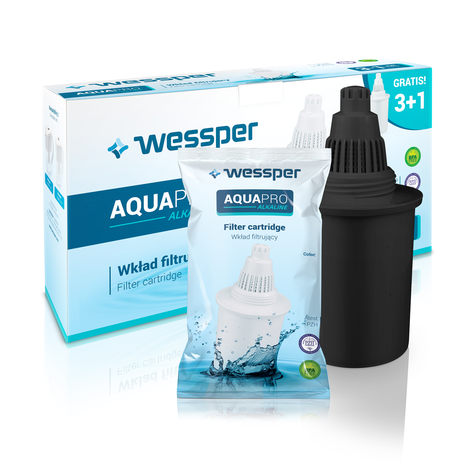 

4 szt Wkład Wody Dzbanka Wessper AquaPro Alkaline