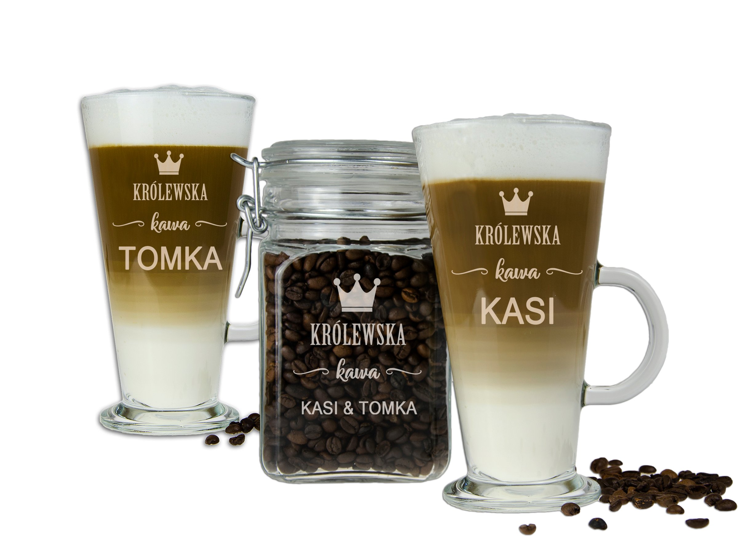

Komplet Na Kawę Słoik+dwie Szklanki Latte Dla Par