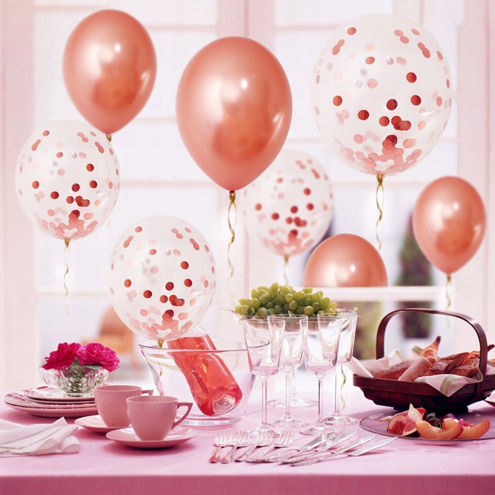 Balony z Konfetti ROSE GOLD 28cm -- 30szt Kod producenta Etnio.pl