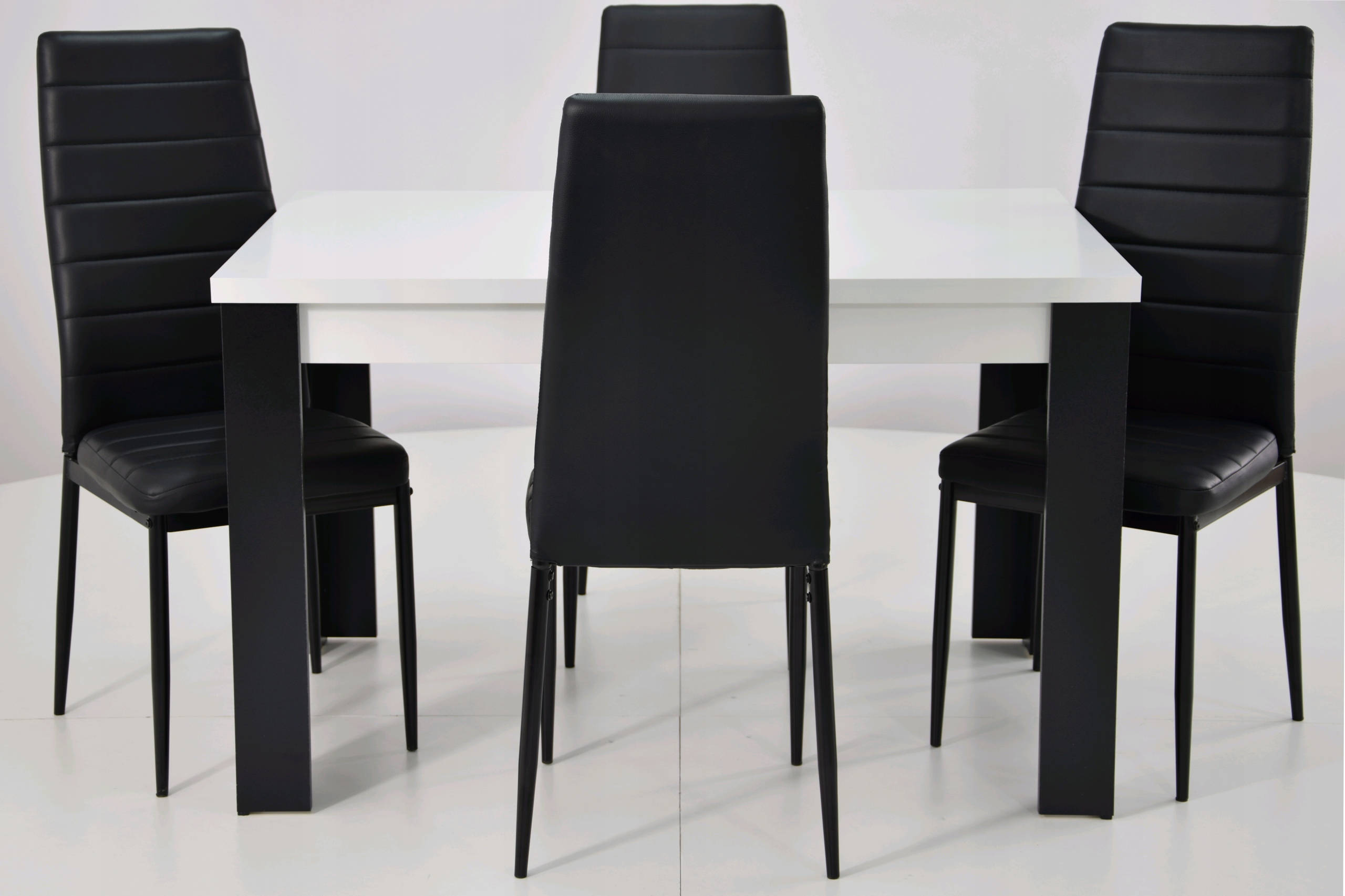 STÓŁ I 4 KRZESŁA zestaw do salonu ROZKŁADANY BIAŁY Szerokość mebla 120 cm