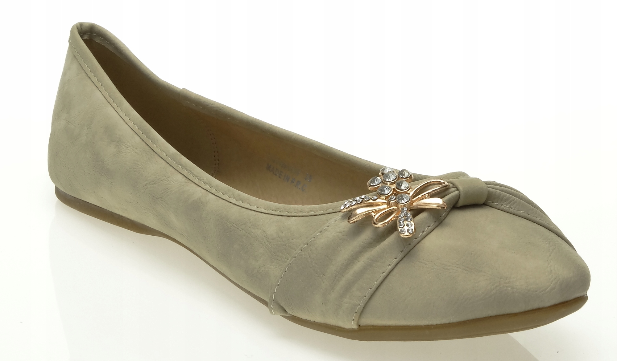 Beż balerinki złota broszka baleriny Wzór dominujący inny wzór