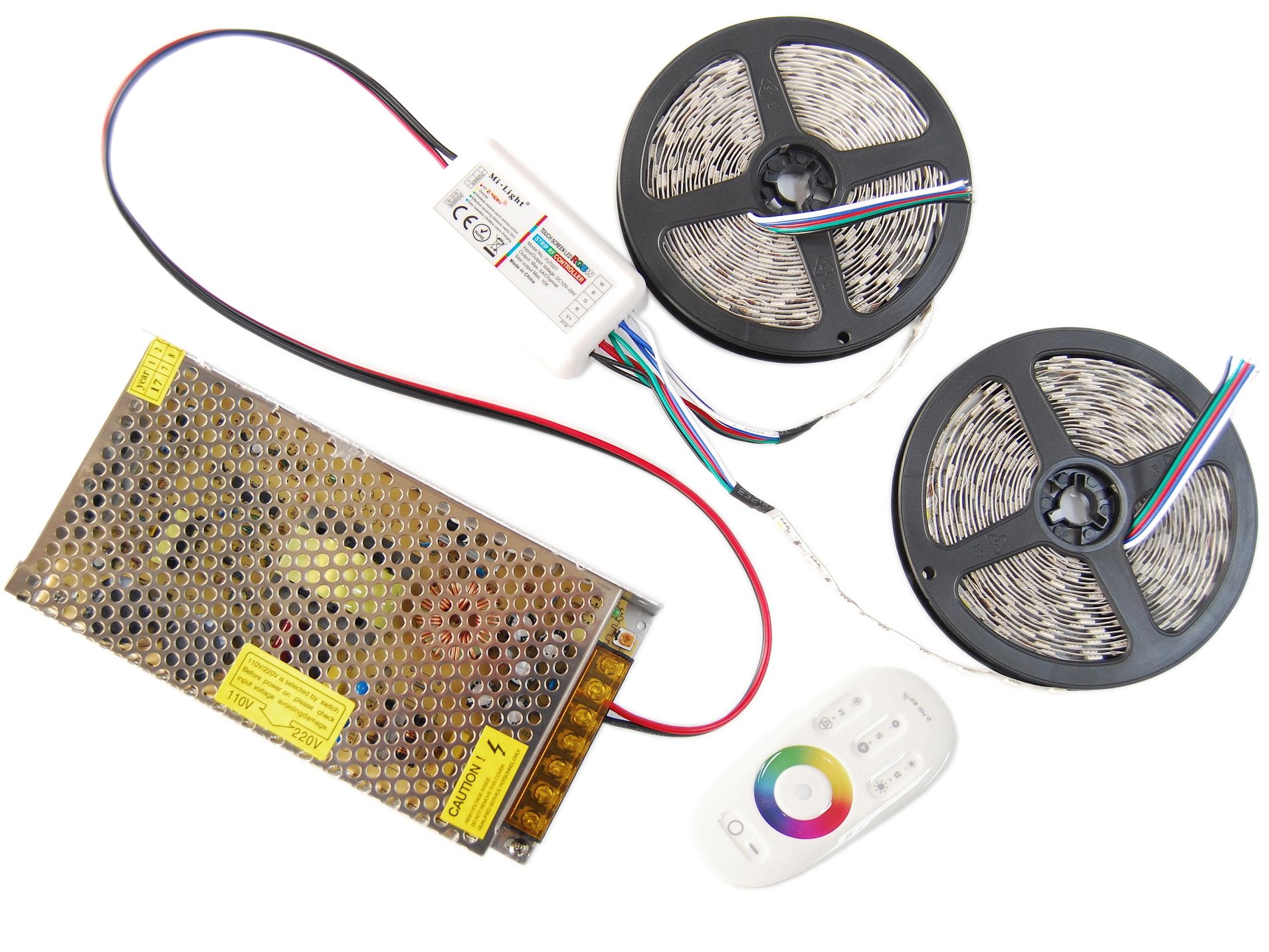 ZESTAW Taśma LED RGBW 10m PREMIUM 600D ZIMNA 5050 Moc 144 W