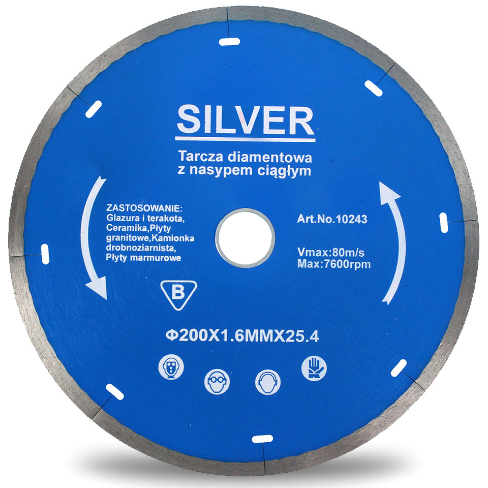 

Tarcza Diamentowa 200x25,4/22mm do Glazury Silver