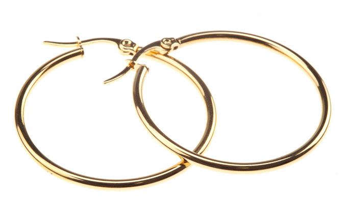 

H3547 Kolczyki Złote Stal Chirurgiczna Koła 44mm