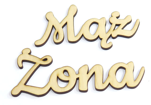 NAPISY DEKORY DECOUPAGE Mąż Żona ZE SKLEJKI YR58 Wysokość produktu 1 cm