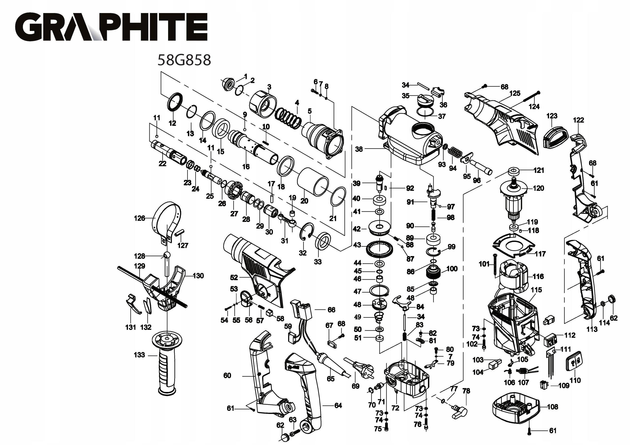 GRAPHITE 58G858 SPRZĘGŁO MŁOTOWIERTARKI SDS PLUS EAN (GTIN) 5902062483164