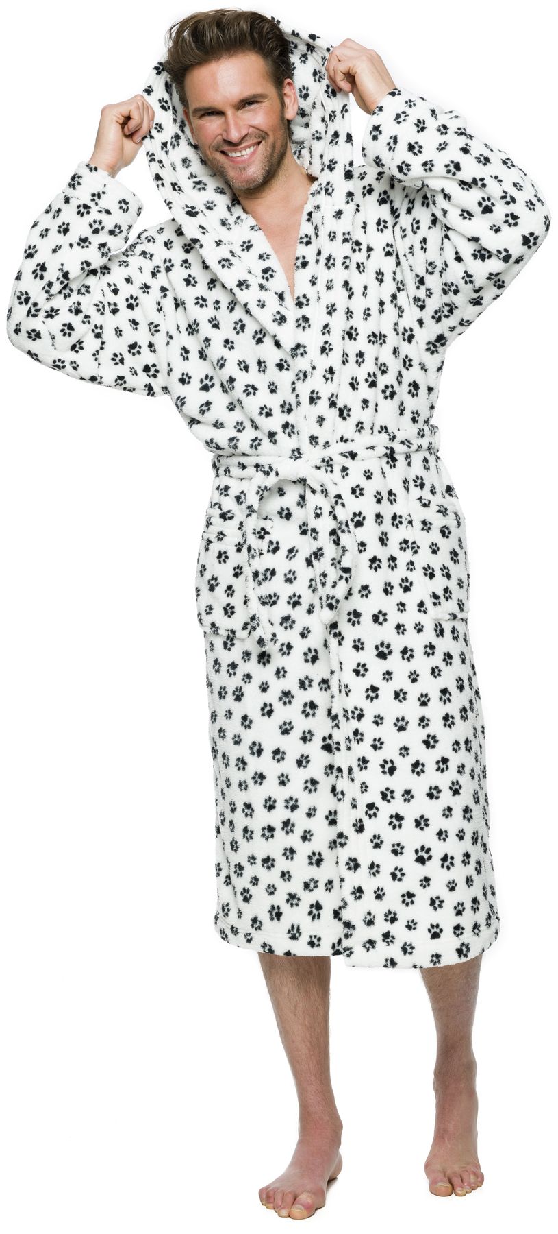 ŁAPKI MIŁY DŁUGI SZLAFROK MĘSKI Z KAPTUREM L Płeć mężczyzna