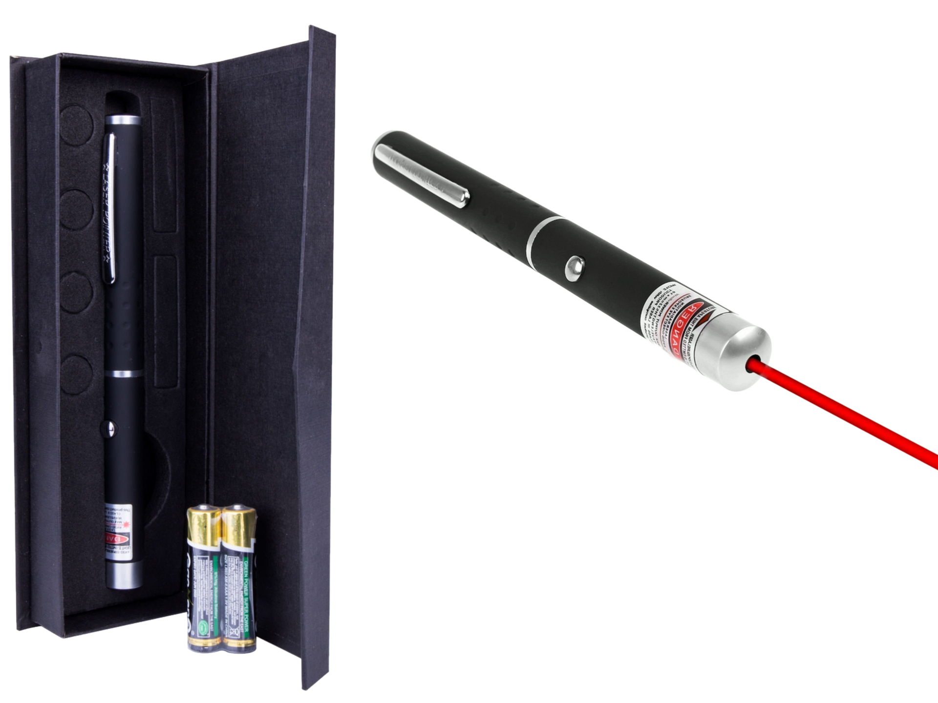 

Zestaw pointer wskaźnik laserowy czerwony etui Aaa