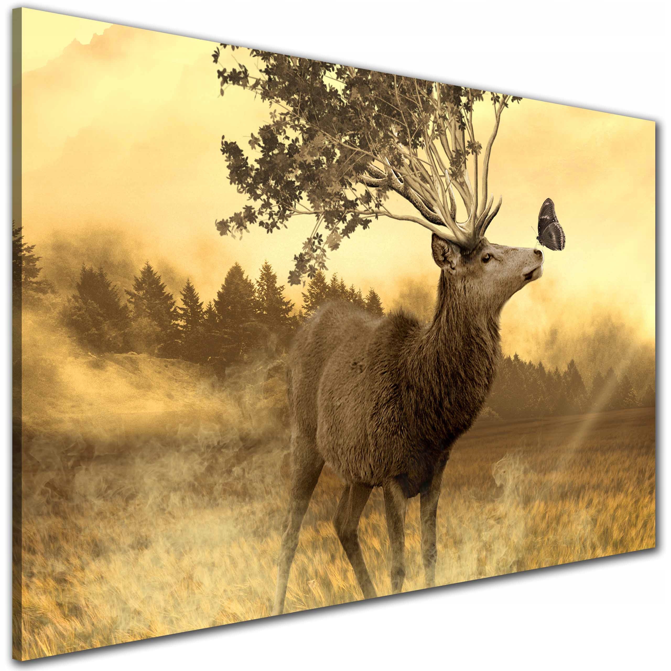 Obraz JELEŃ LAS Duży do sypialni na płótnie