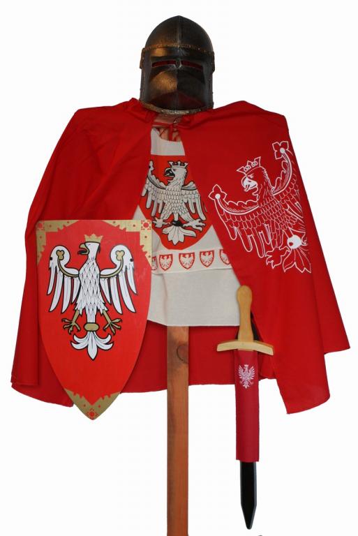 

Strój rycerza hełm z przyłbicą tarcza miecz 6-el