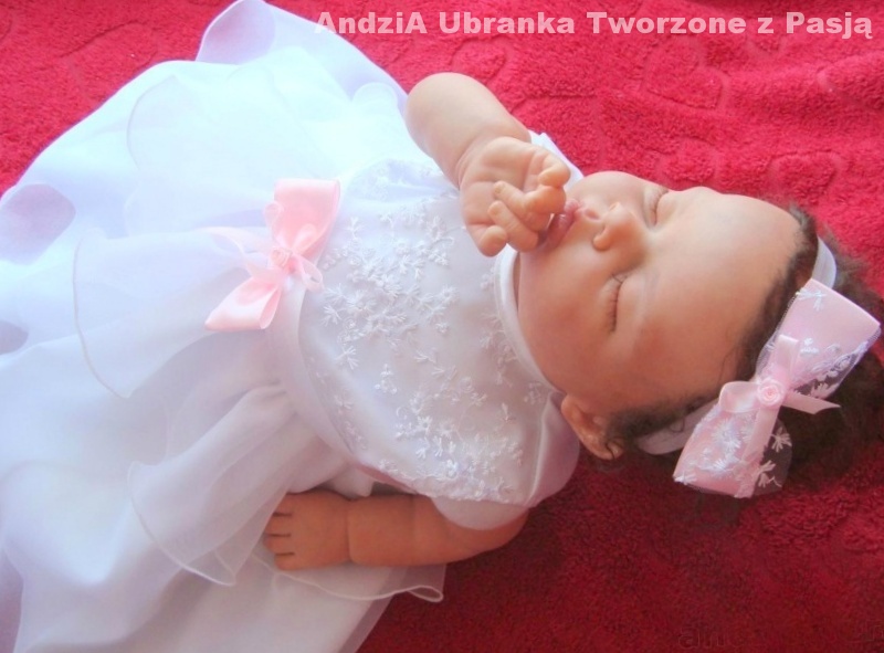 BAJECZNA Sukienka Opaska UBRANKO do CHRZTU 74-80 Rozmiar 74