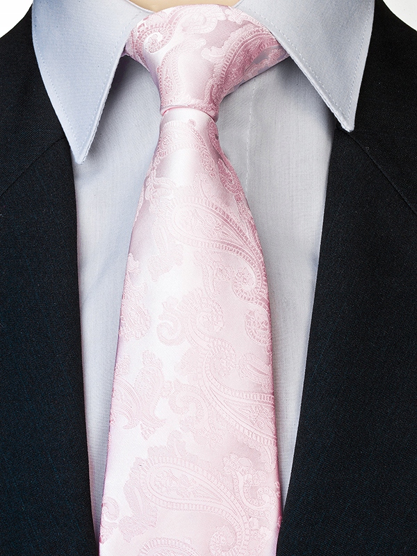 MIKROFIBRA Żakardowy Krawat Róż PAISLEY RÓŻOWY g72 Model Klasyczny krój