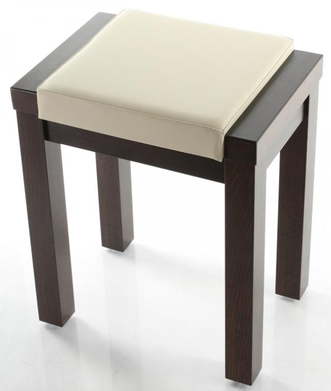 Taboret LINEA drewniany tapicerowany stołek KOLORY Szerokość mebla 40 cm