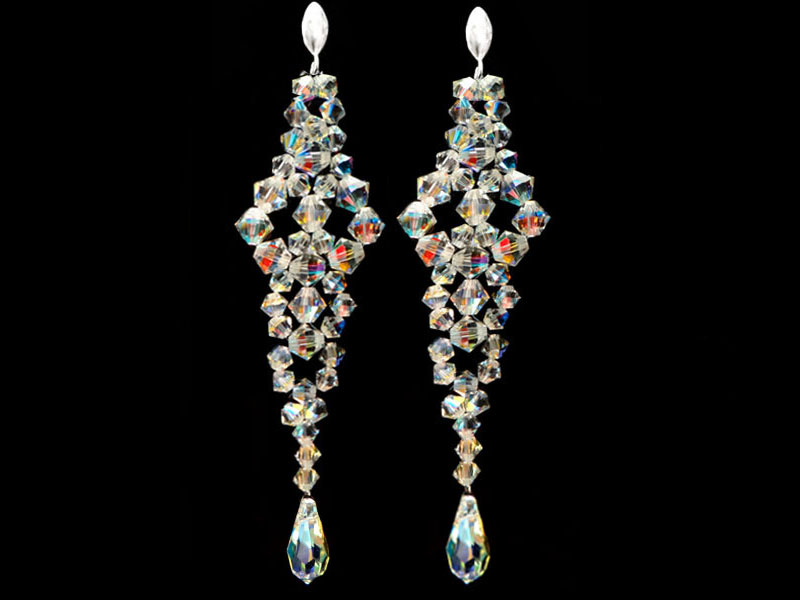 Biżuteria kryształy Swarovski Kolczyki 10cmAB KR50 Marka Inna marka