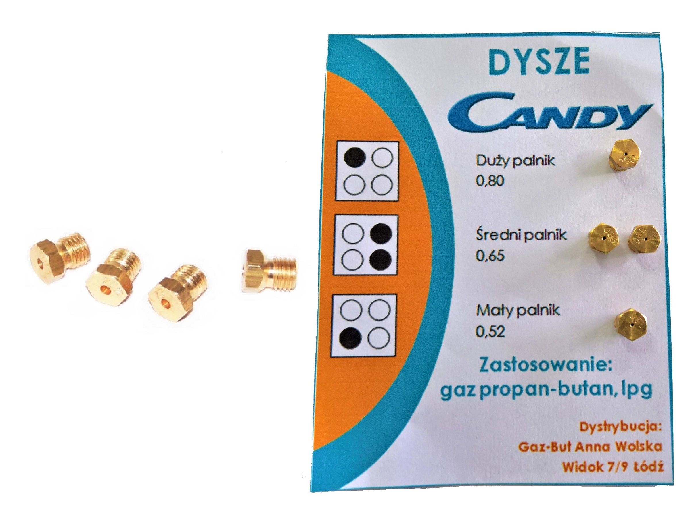 

Dysze do kuchenki Candy na gaz propan-butan