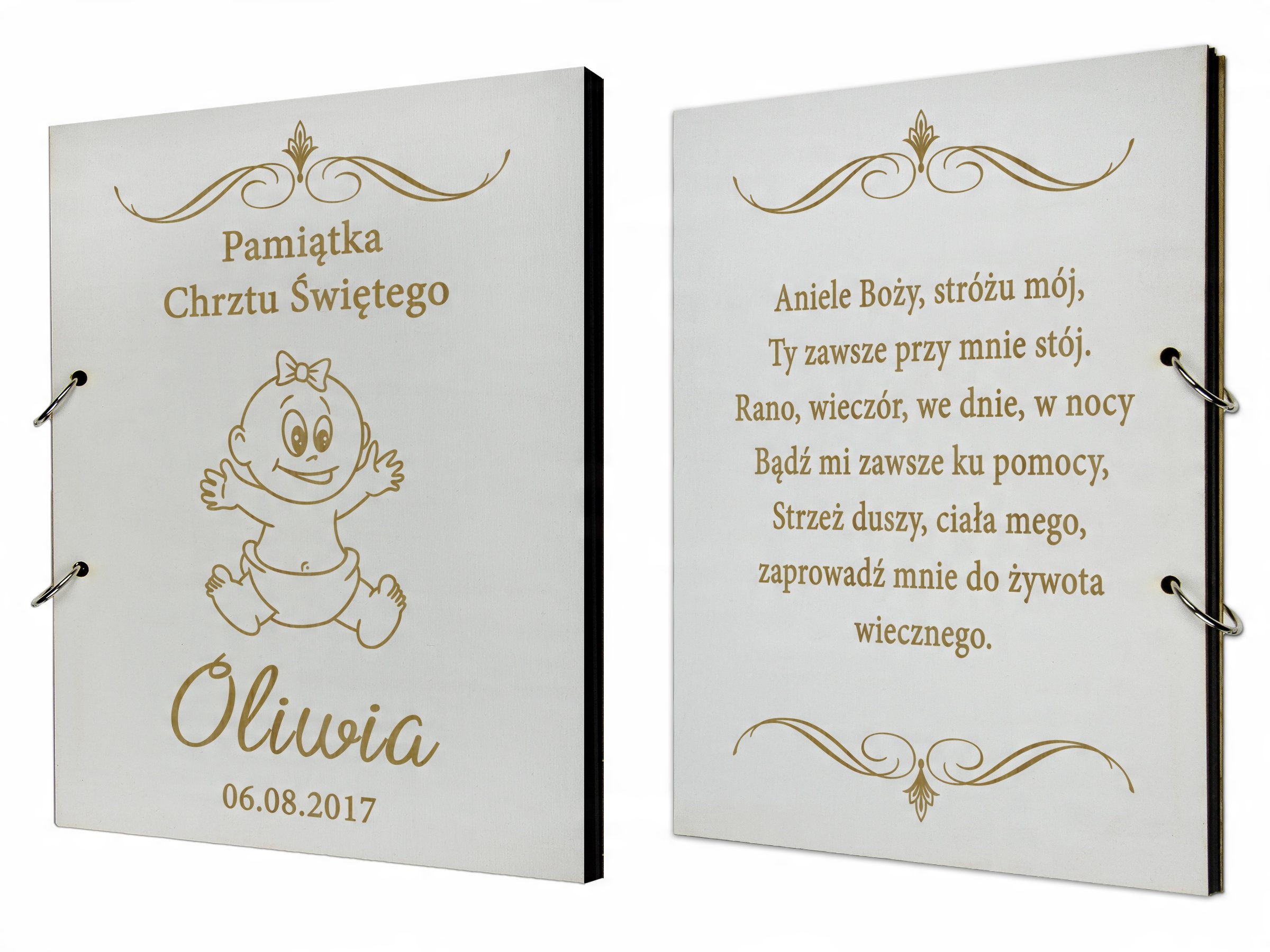 

Biały Drewniany Album Na Chrzest Grawer Z Imieniem