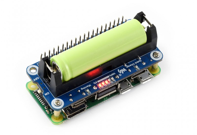 Li-ion Battery Hat for Raspberry Pi, 5V Output Sku: 15141