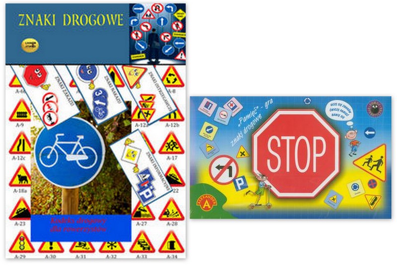 Znaki Drogowe Test Karta Rowerowa Znaki drogowe karta rowerowa+Pamięć GRA edukacyjna - 6704107060