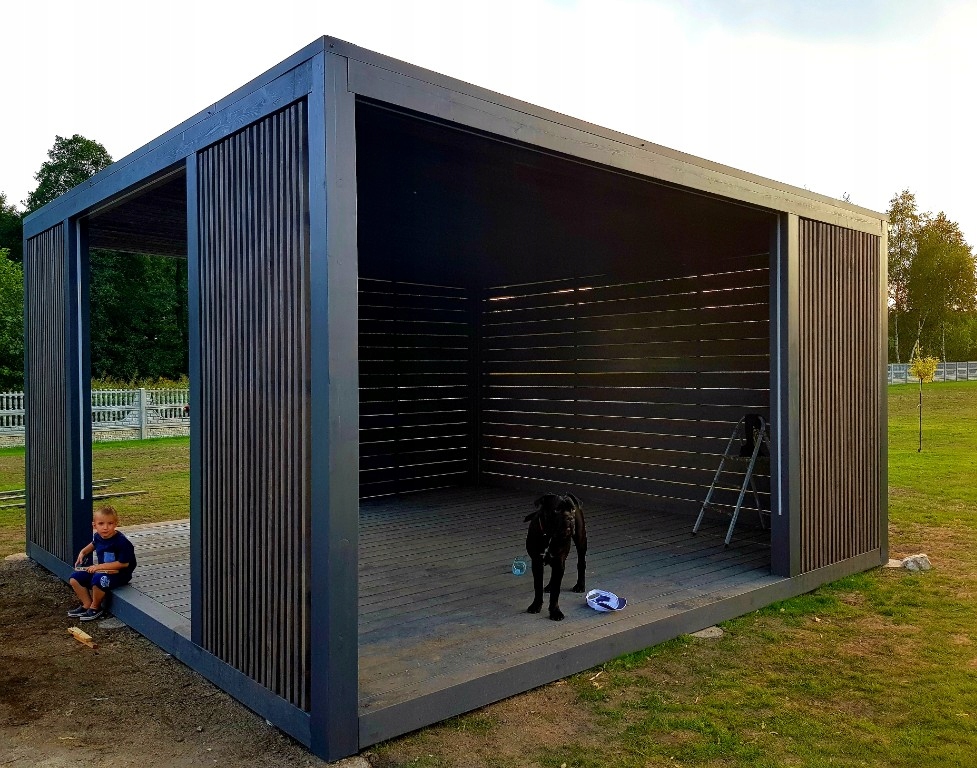 altana, wiata, nowoczesna altanka z płaskim dachem - 7618712455