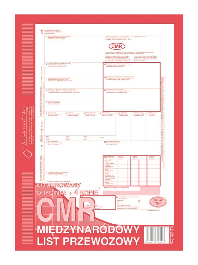 

P-cmr Cmr 800-2N Międzynarodowy List Przwozowy